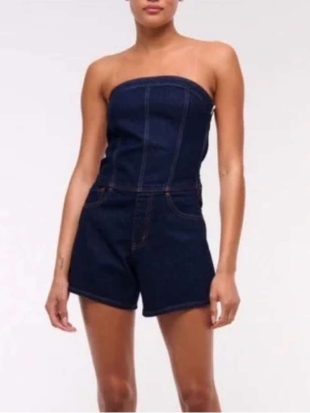 Abercrombie & Fitch strapless dark Denim Romper size large